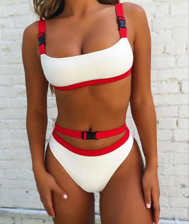 Women Sexy Swimwear Bandage Bikini Push-up Padded Bra Swimsuit Bathing Suit Plastic Buckle Monokini Bikinis | Спорт и развлечения