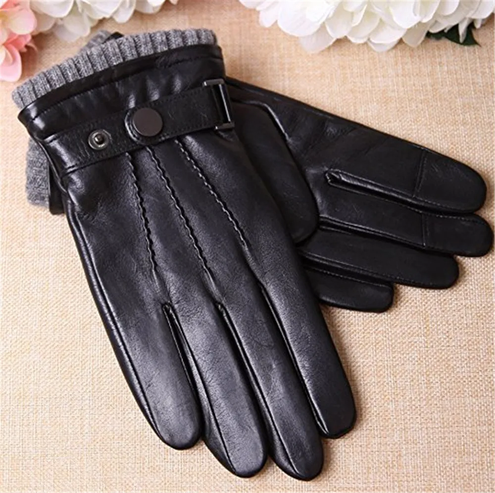 Мужские кожаные перчатки с вязаными манжетами мужские|mens leather gloves|leather gloves menleather |