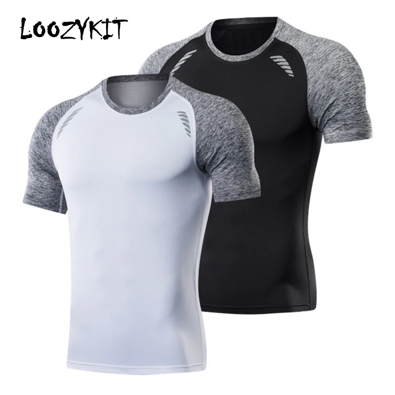 Футболка Loozykit с коротким рукавом для мужчин спортивная одежда тренажерного зала