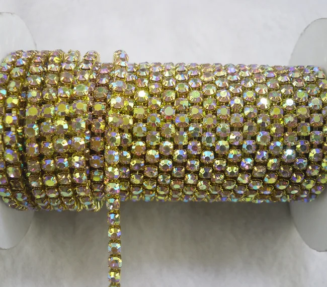 Модная аппликация crysytal желтые стеклянные стразы AB компактная золотая