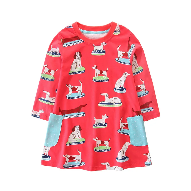 Snowman applique baby dresses girls clothes cotton polka dot multi colors long sleeve kids autumn spring children dress | Детская одежда