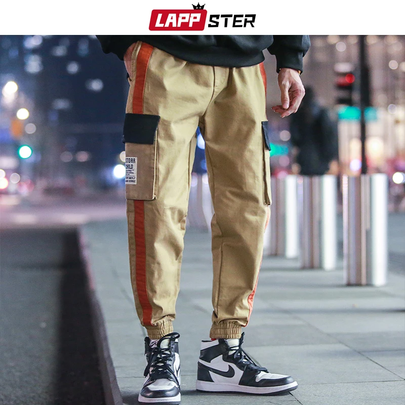 Мужские лоскутные брюки LAPPSTER мешковатые для бега в стиле хип хоп 2020|Повседневные