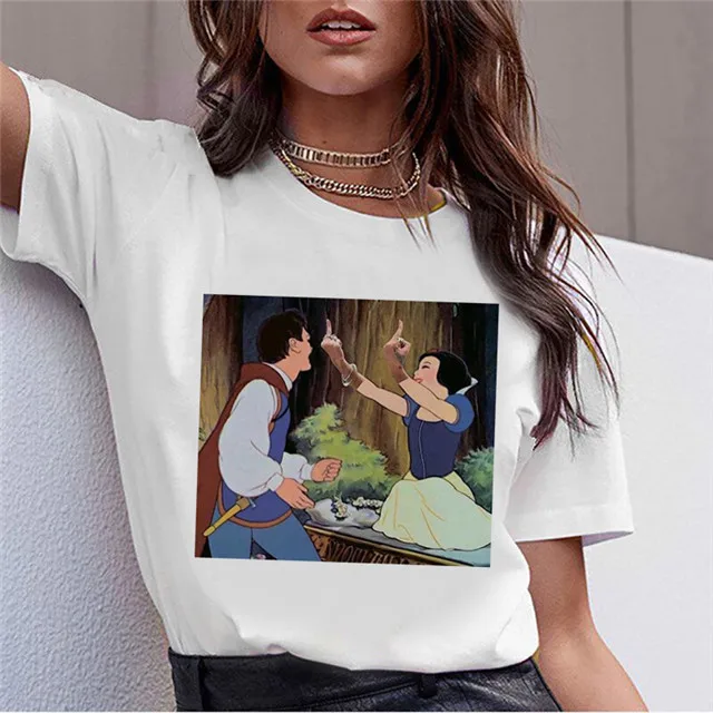 New Female T Shirt Dark Snow White Harajuku T Shirt Women Vintage Aesthetic T-shirt Korean Style Graphic Top Tees - Цвет: 1020
