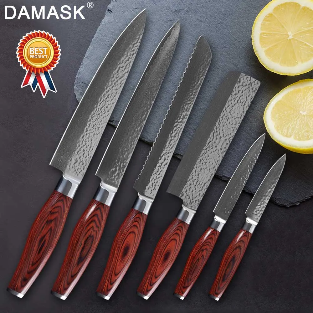 Дамаск Кухня японские ножи Набор дамасский поварской нож VG10 Facas De Cozinha для