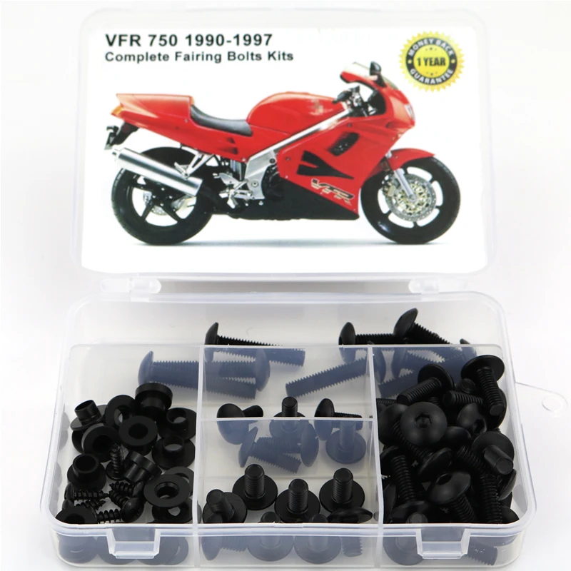 Black Для Honda VFR 750 1990-1997 мотоцикл Полный Обтекатель Болты комплект сталь полный болты для кузовных работ крепеж для обтекателей гайки OEM стиль - Цвет: Black