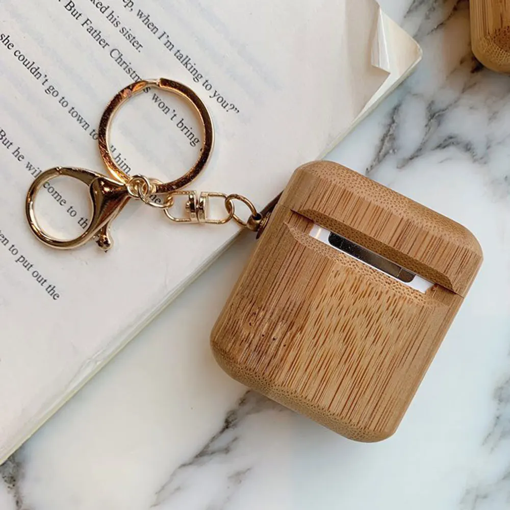 KISSCASE Деревянный беспроводной Bluetooth чехол для наушников Apple AirPods 2 деревянные Чехлы