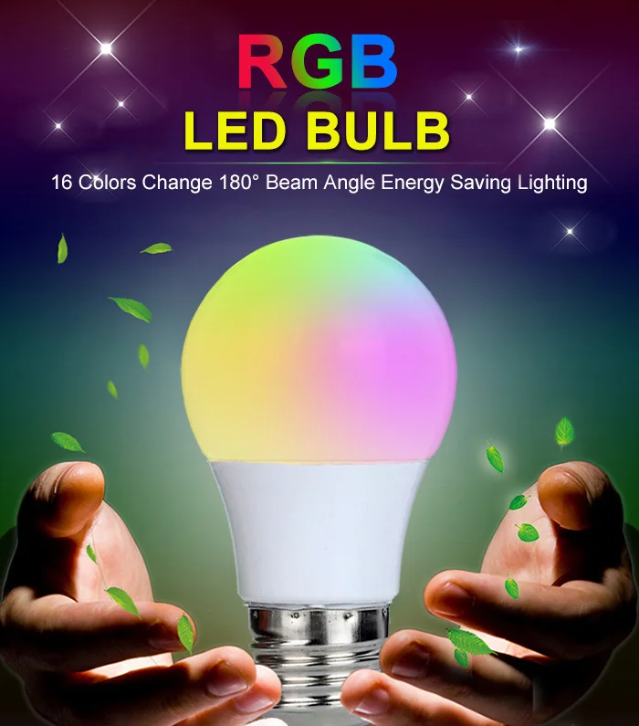 Светодиодная RGB лампа E27 3 Вт 220 В 16 цветов с пультом ДУ|Светодиодные лампы и трубки|