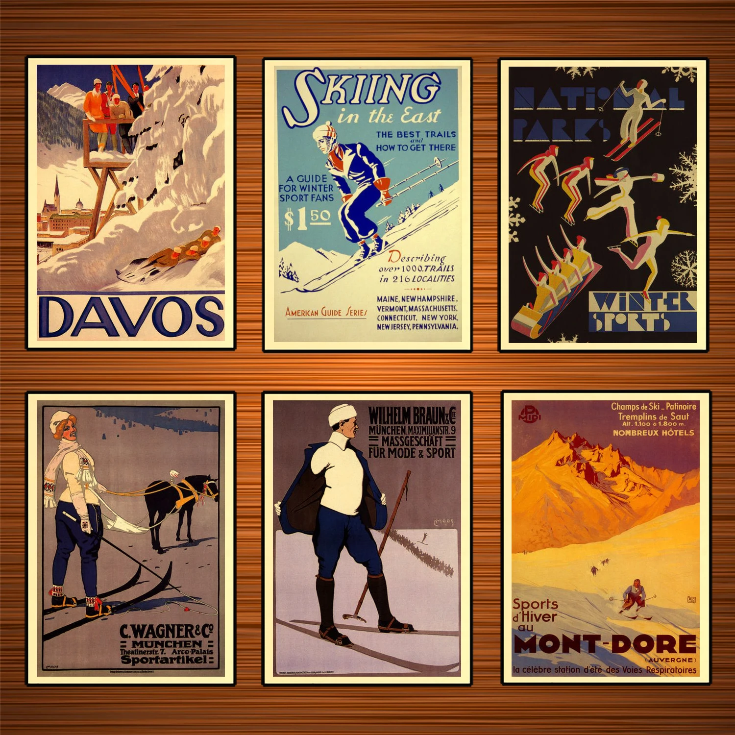 Винтажный постер для катания на лыжах спорта путешествий национальный парк