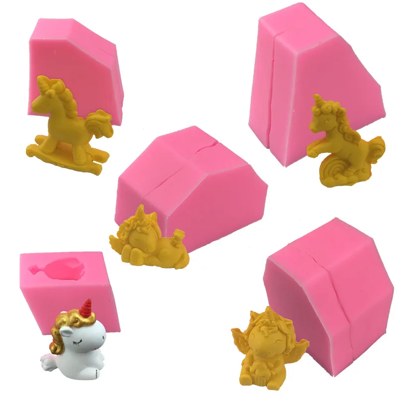 3D единорог силиконовая форма DIY Детский праздничный торт с фонданом инструменты