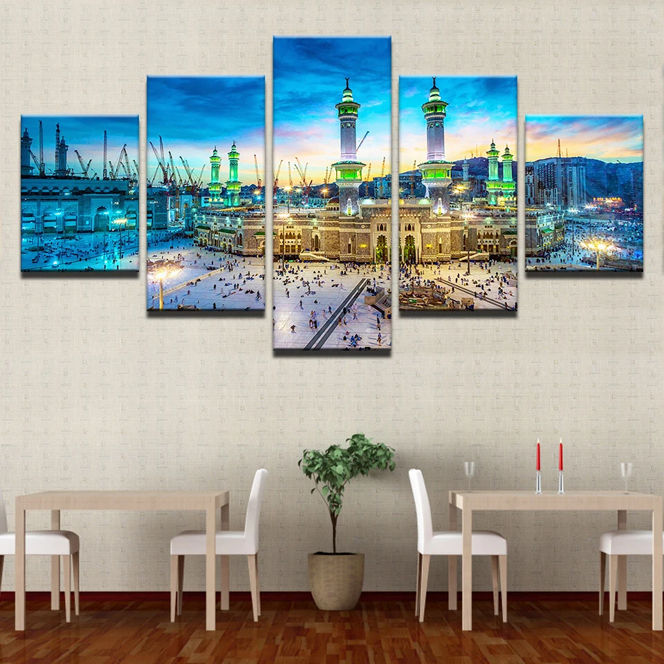 Холст Картины Гостиная HD печатает Home Decor 5 шт. исламистского плакат стены Книги по
