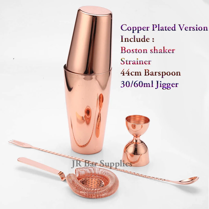 

Free Shipping Cocktail Shaker Bar Set - With Double Measuring Jigger and Mixing Spoon Tin On Tin Cocktail Shaker Ice Strainer