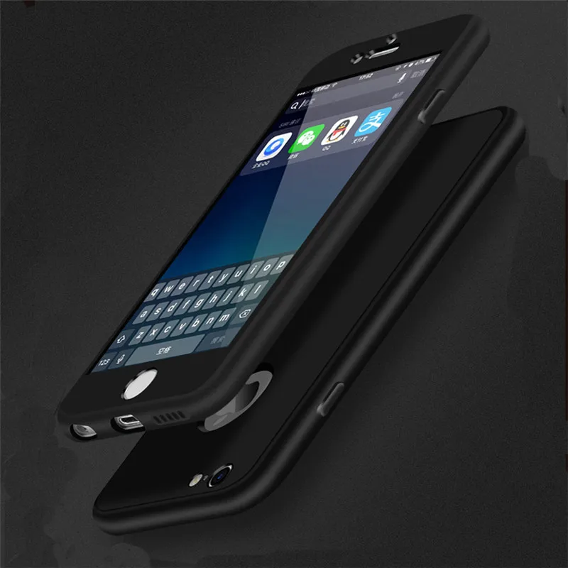 2017 New Luxury Fashion 360 Full Body Protective Flexibility TPU Back Cover Case for iPhone 6 6s 7 Plus with Tempered Glass |