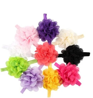 

Детские эластичные ободки для девочек с шифоновыми бантами для волос (4 "цветок 12 шт) A114-1