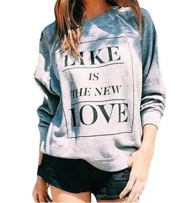 Женская толстовка с длинным рукавом LIKE IS NEW LOVE буквенным принтом Harajuku|woman sweatshirt long