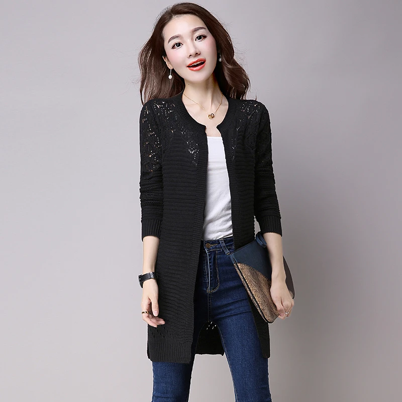 2019 Spring New Women's Knit Cardigan Fashion Medium Long Sweater Autumn Elegant Knitwear Coats Large Size Female Vs315 |