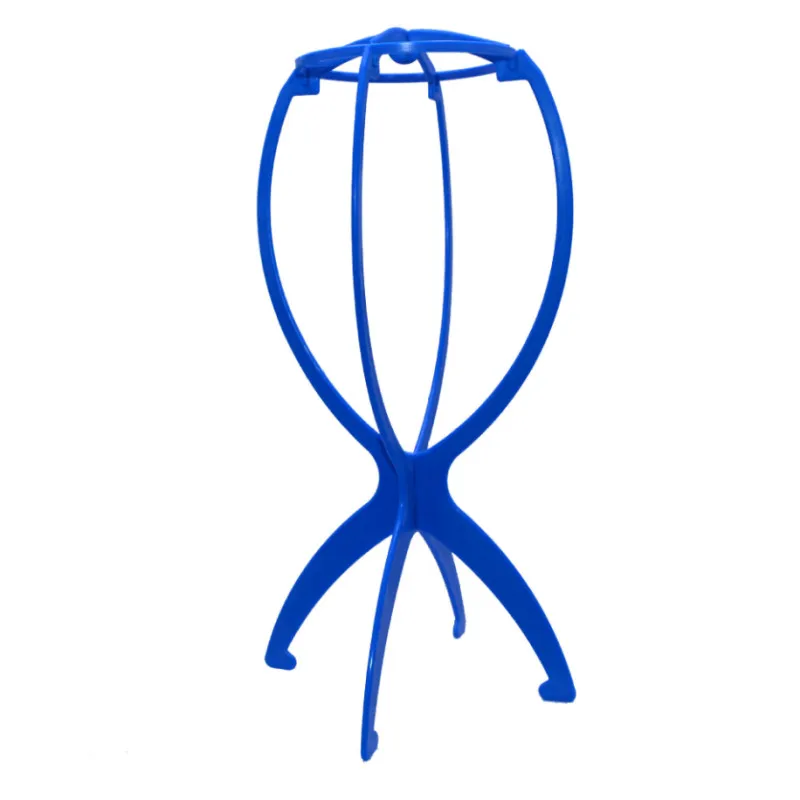 Blue 1 шт., красочные регулируемые подставки для париков, Пластиковая шляпа, витрина для париков, держатели для головы 18x36 см, манекен для головы/подставка, портативная складная подставка для парика - Цвет: Blue