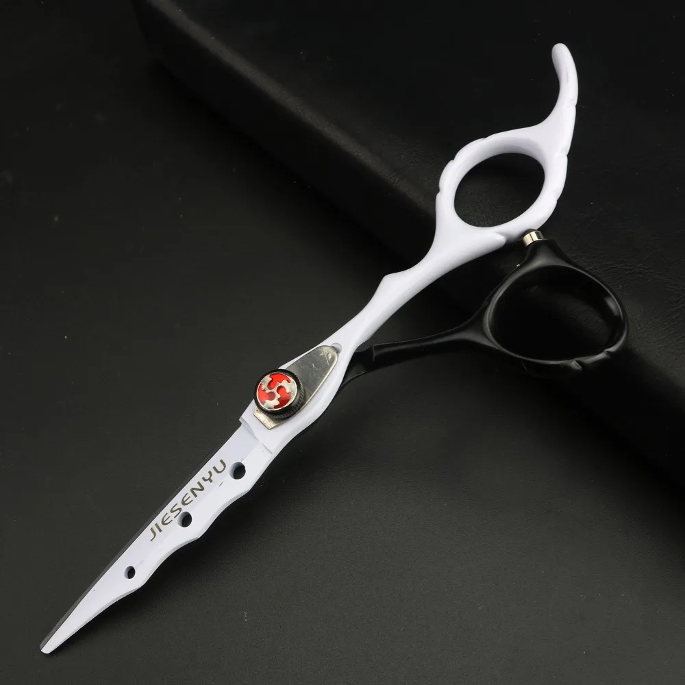 

Hairdressing Scissors Thinning Scissors + Flat Cut Hair Salon Scissors 6.0 Inch Black and White Personality Haircut Scissors