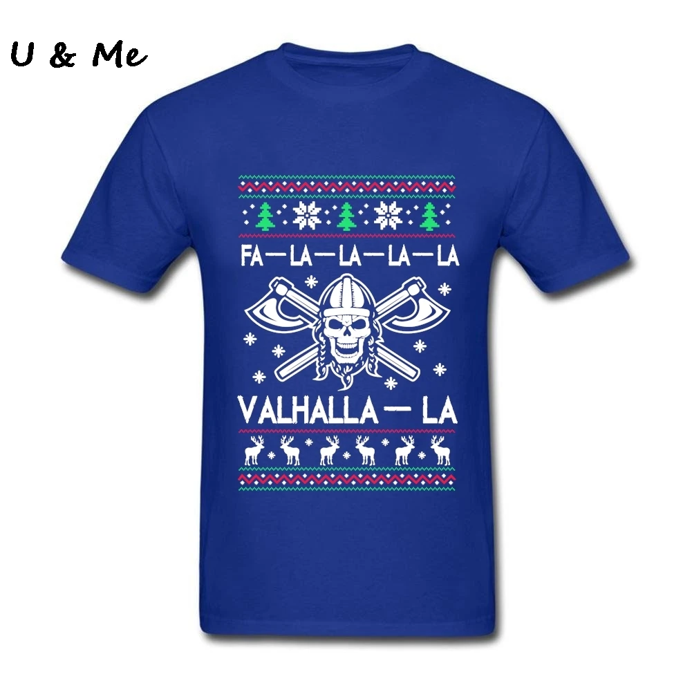 Мужская музыкальная футболка большого размера Valhalla-la, красивая Рождественская одежда с изображением викинга индивидуальная футболка для взрослых 3XL - Цвет: Синий