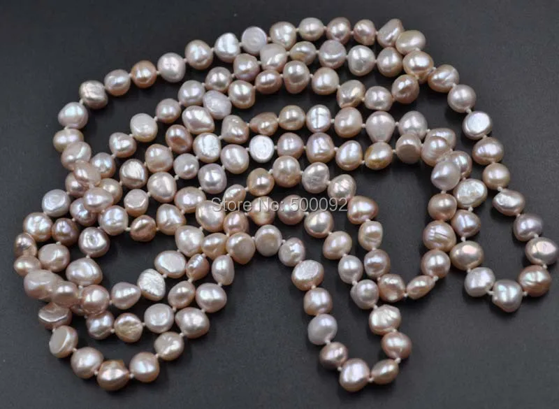 Ожерелье из пресноводного жемчуга 45 дюймов натуральный цвет 7-8 мм | Украшения и
