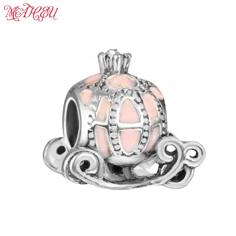 European 6colors Cinderella's Enamel Pumpkin Sled Car Charm Beads Fit DIY Original Pan Bracelet Necklace Jewelry For Women Gift |