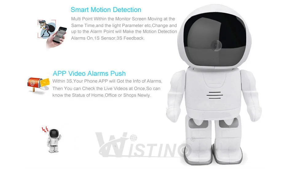 Wistino 960P 1.3MP робот-камера, wifi, детский монитор, беспроводная CCTV ip-камера, ИК светодиоды, удаленное домашнее умное видео монитор, TF карта, для помещений