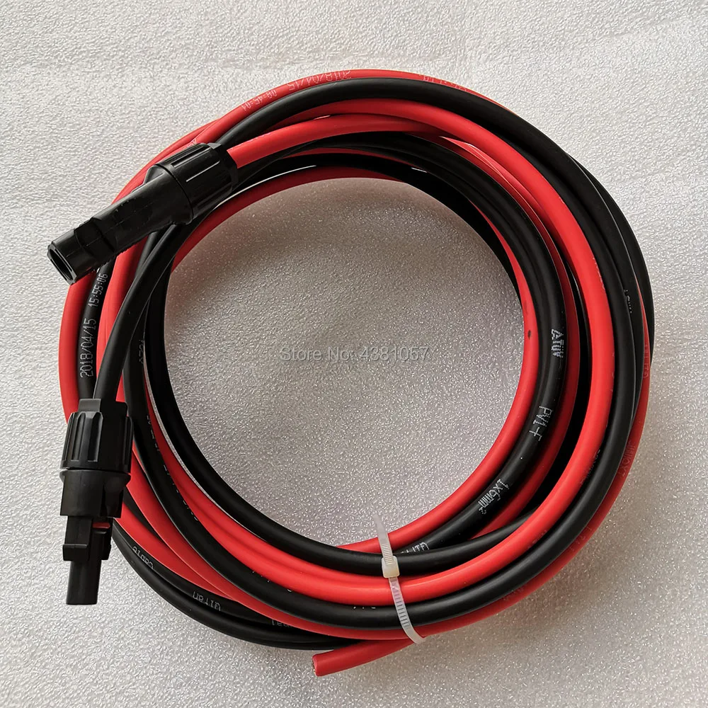 1 пара 6mm2/10AWG 20 м Панели солнечные Удлинительный кабель 1 черно-1 Проволока из красной меди с MC4 разъем кабель солнечной батареи
