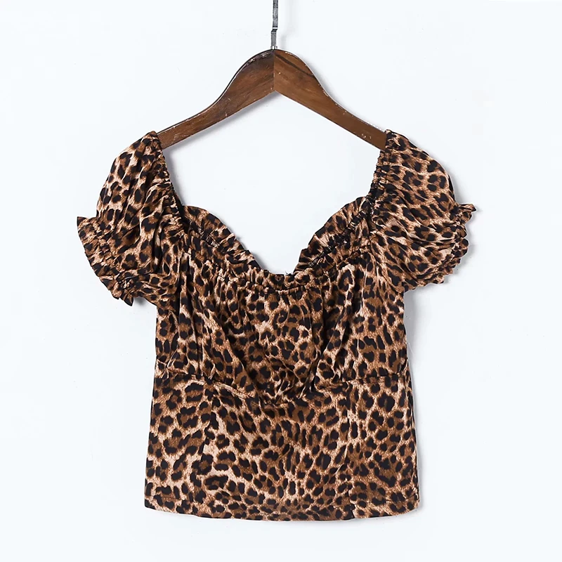 2019 Boho leopard blouse women shirt sumemr sexy crop top punk streetwear korean tank cropped feminino casual clothes blsuas |