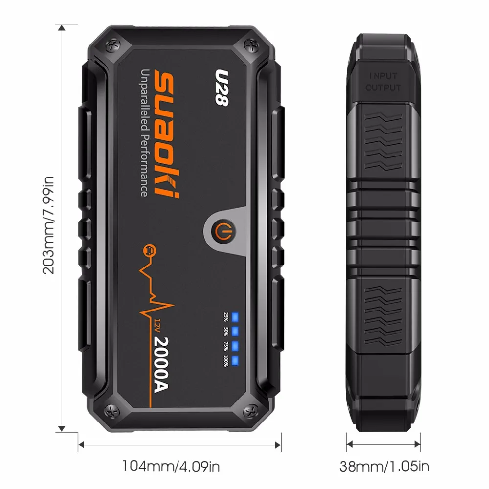 Suaoki U28 2000A пиковый стартовый пакет с двойным USB блоком питания светодиодный