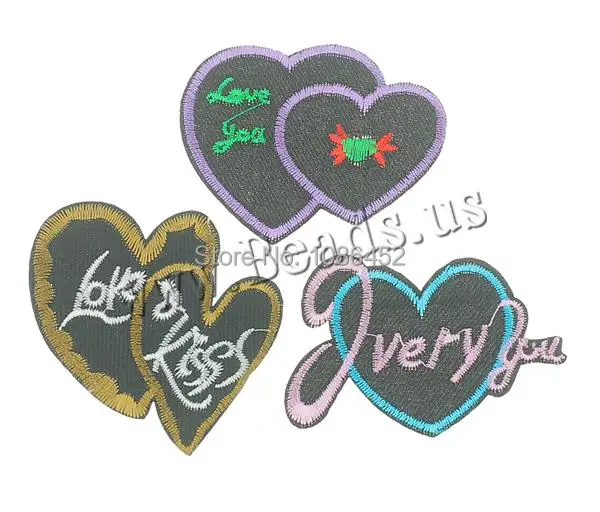 Free shipping!!!Iron on Patches Diy Cloth Heart with letter pattern black 65-73mm 10Sets/Lot 9PCs/Set Sold By Lot | Дом и сад