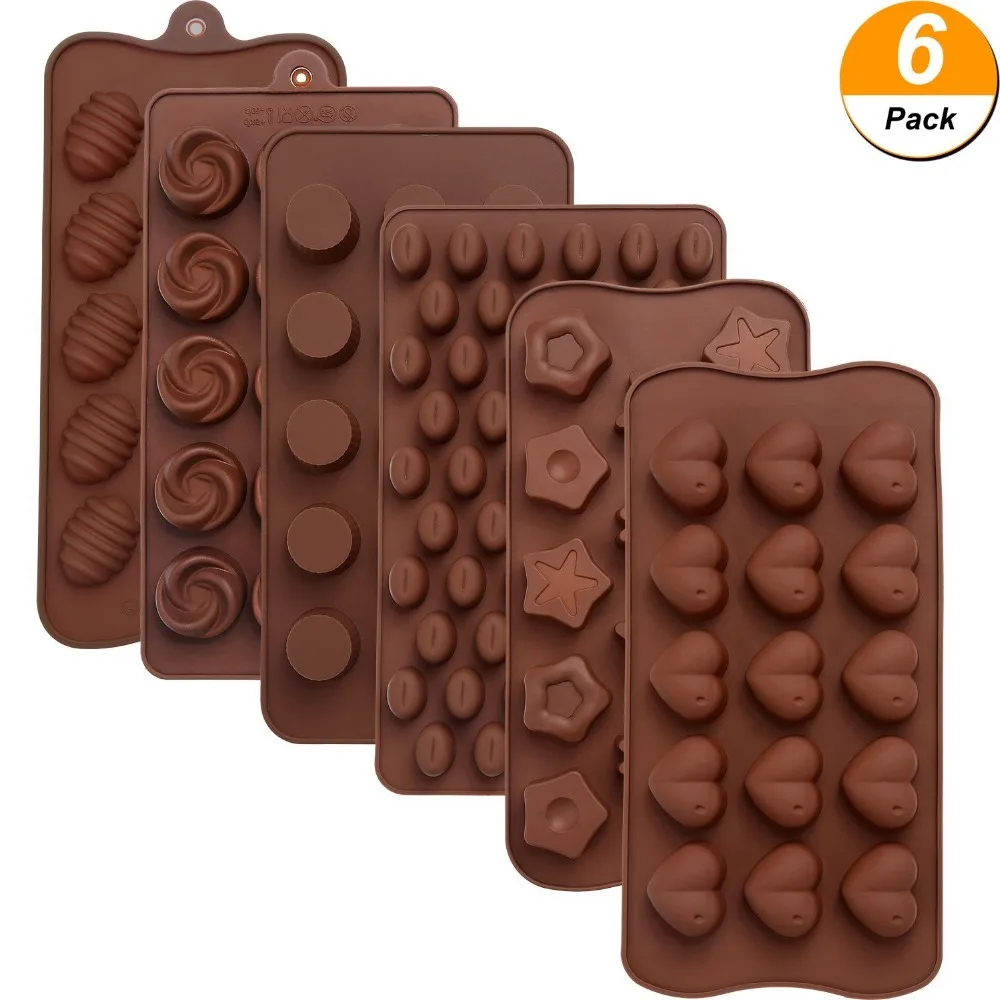 

6 Pieces Silicone Chocolate Mold Cake Easter Egg Shape Star shape Cookie Mould Candy Baking Mold for Chocolate Cake DIY