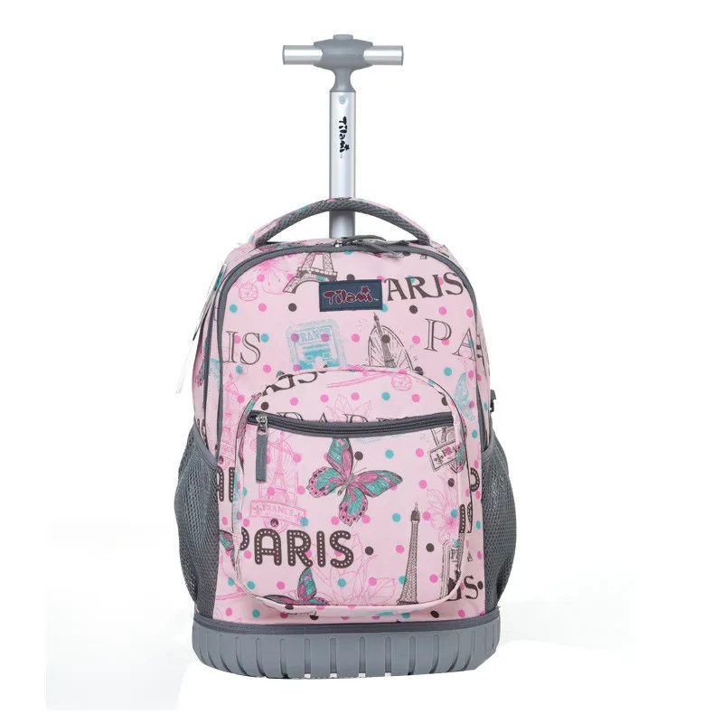 Children Trolley School Bags kids Trolley Backpack 18 inch Travel Luggage Backpack with Wheels Rolling Backpack For Girls