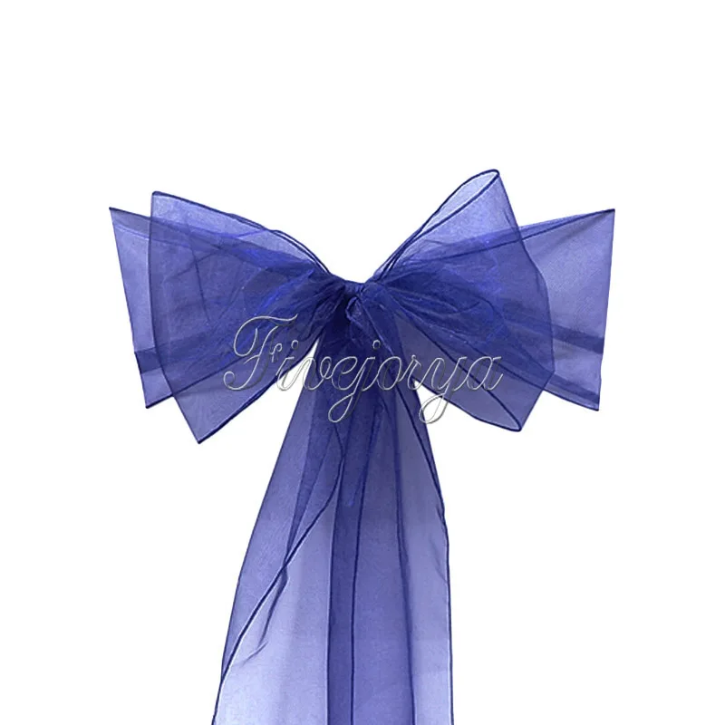 Navy Blue 50 шт. лента на стул из органзы пояса бант покрытие банкет Свадебная вечеринка события Рождество Декор - Цвет: Navy Blue