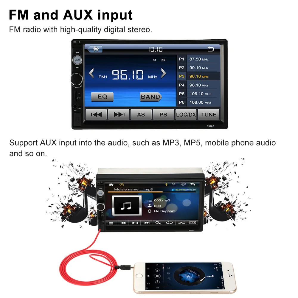 2 DIN Автомобильный видео мультимедиа плеер Bluetooth HD стерео радио FM MP3 MP4 MP5 без DVD