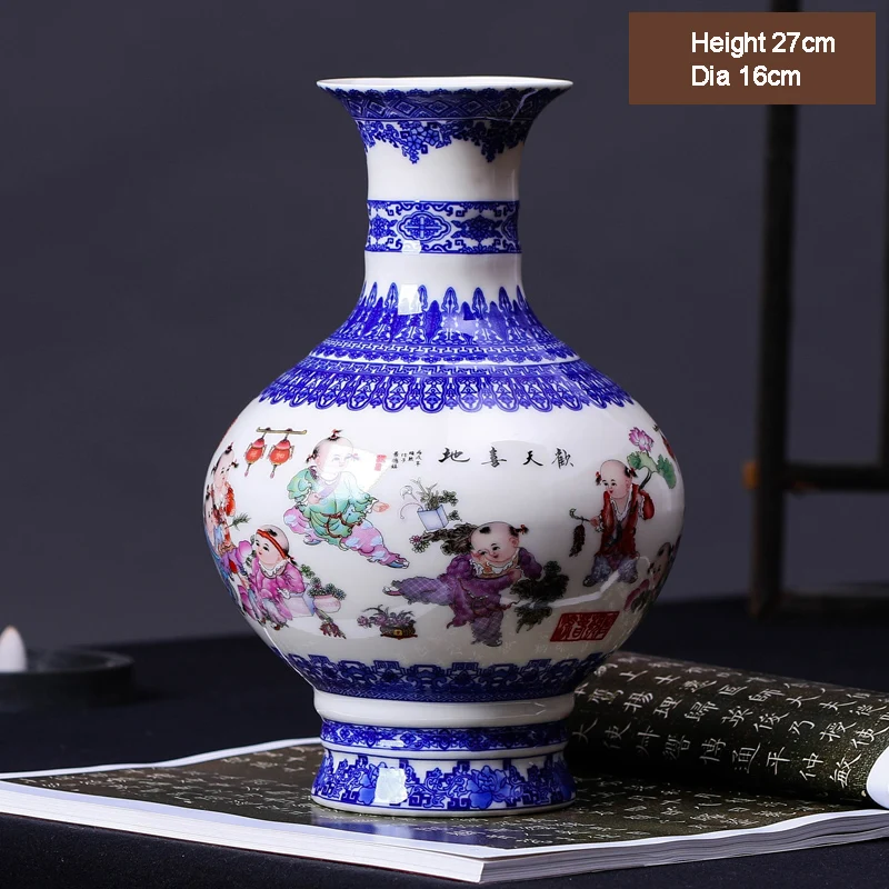 New Arrival Antique Jingdezhen Ceramic Vase Chinese Blue and White Porcelain Flower Vase For Home Decor images - 6