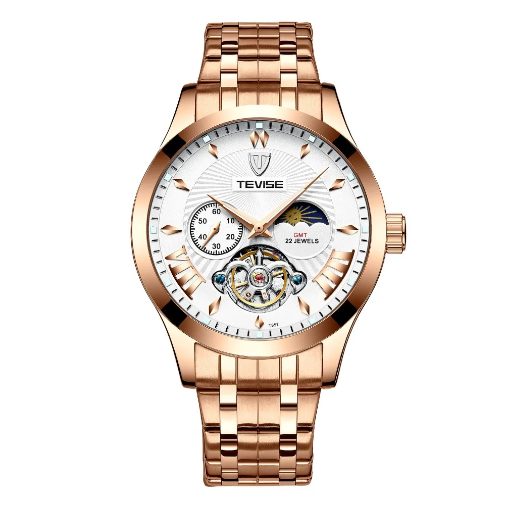 Новинка Tourbillon Tevise Топ бренд Мужские механические часы автоматические Модные