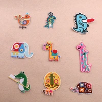 9pcslot embroidered dinosaur giraffe patches for boy clothes iron on cartoon animals stickers handmade sewing applique