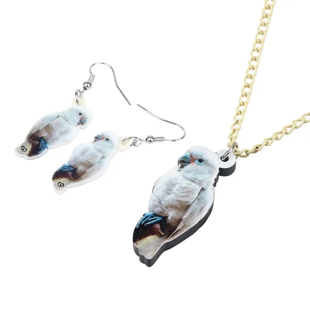 WEVENI Acrylic Jewelry Sets Foolish White Parrot Necklace Earrings Unique Fashion Pendant For Women Girls Charm Gift Decoration | Украшения