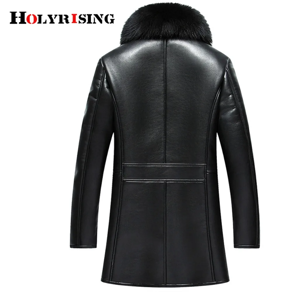 Holyrising Chaqueta Cuero Hombre повседневные кожаные куртки Утепленные Пальто коричневые