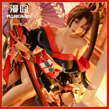 Onmyoji SSR Demon knife Girl Cosplay Costume Full Set With Kimono Jumpsuit Waist Seal Bowknot Woman Clothes Cosplayer Fans Gift |