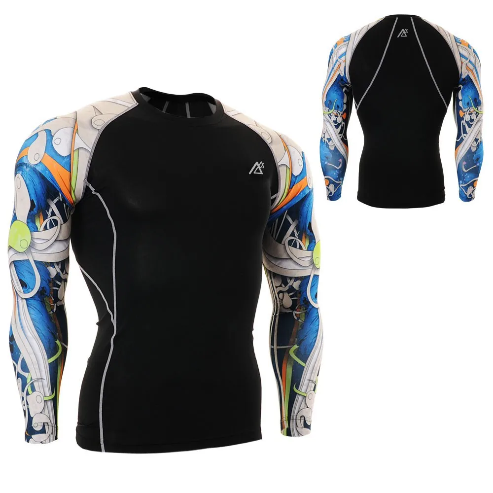 Жизнь На Трек мужские Рубашки Сжатия Мода Печать Фитнес Обучение Запуск Колготки