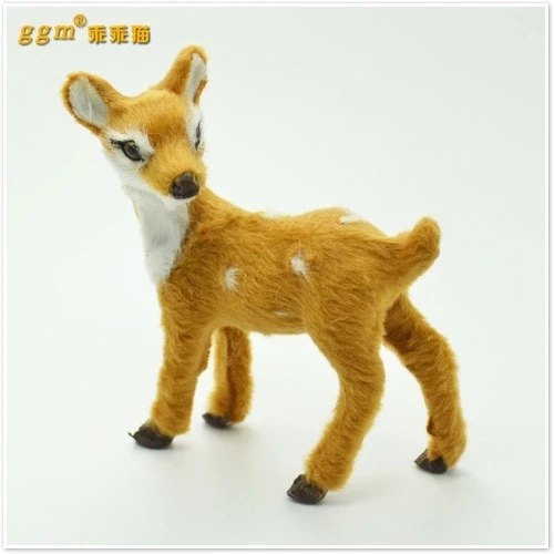 

mini 10x8cm sika deer Handmade model,polyethylene& furs deer turn head back ,decoration toy Xmas gift w3998