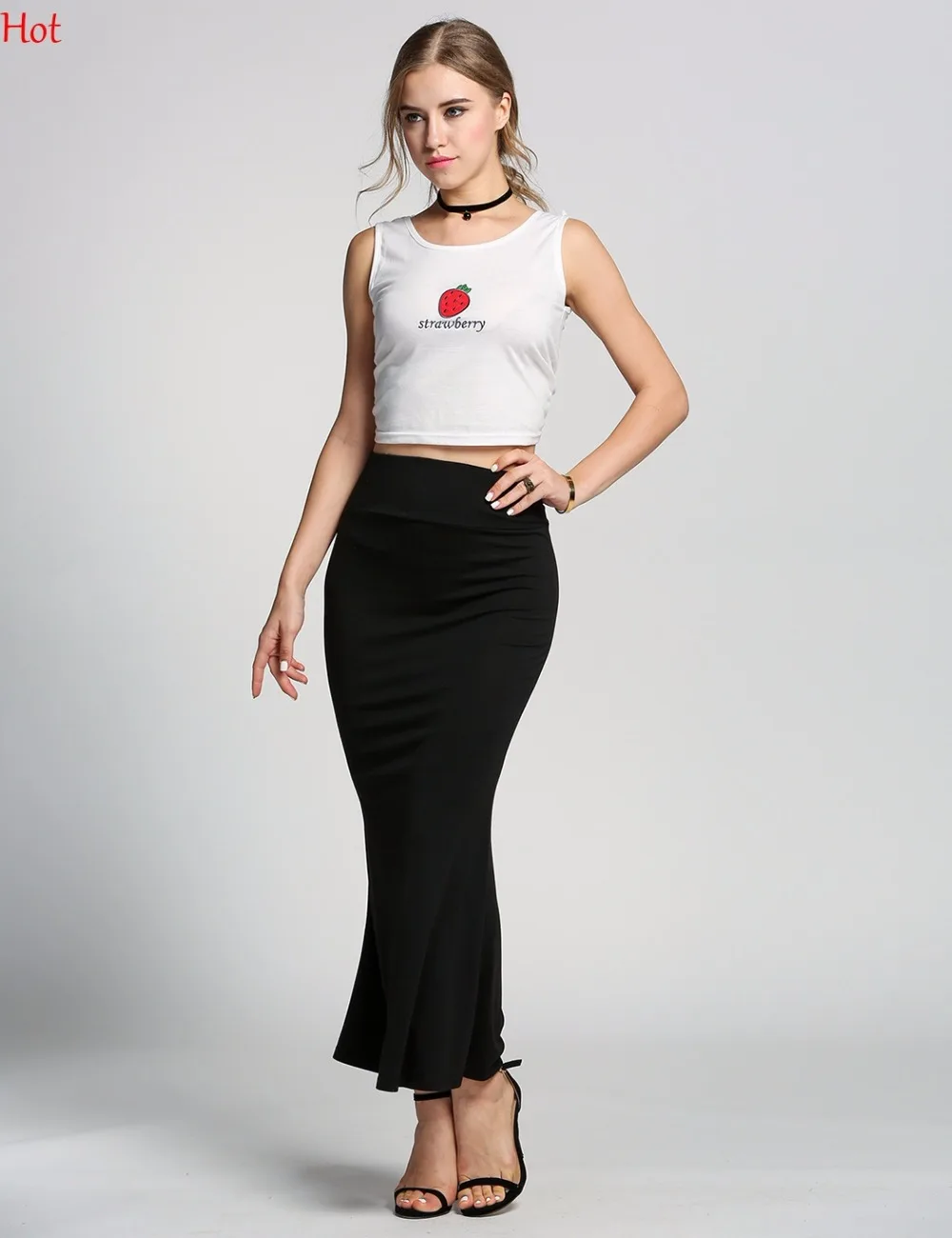 Горячая весна длинная юбка модные сексуальные однотонные хлопковые юбки Женская