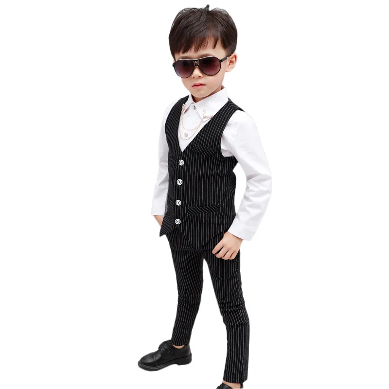 Brand Flowers Boys Formal Suit Wedding Campus Student Birthday Dress Gentleman Kids Vest +Pants 2Pcs Ceremony Costumes | Детская одежда