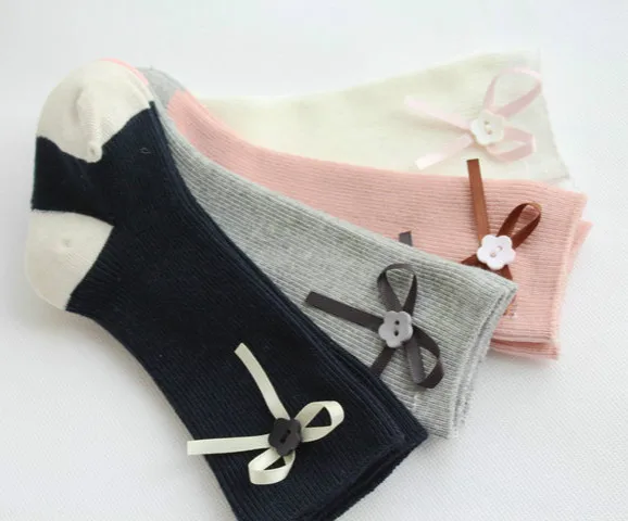 Модные детские носочки Гольфы с бантиками для маленьких девочек хлопковые