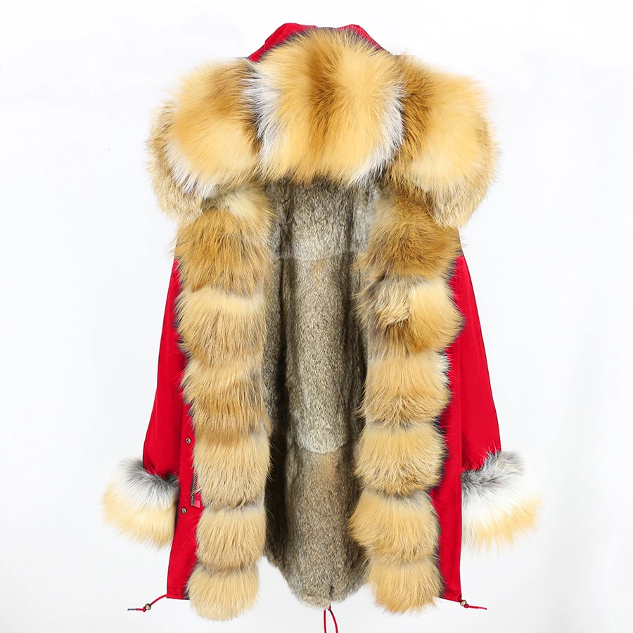 25 OFTBUY, зимняя женская куртка, длинная парка, настоящий золотой Лисий мех, воротник, капюшон, натуральный мех кролика, подкладка, толстая, теплая, парка, уличная одежда - Цвет: 25