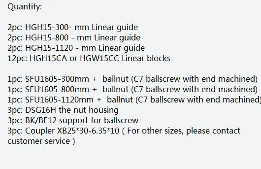 HGR20 HGR15 линейный рельс 6 компл. guida lineare с 12 шт. линейный подшипник HGH15CA+ SFU1605 шариковый винт ЧПУ Запчасти - Цвет: 3-300-800-1120