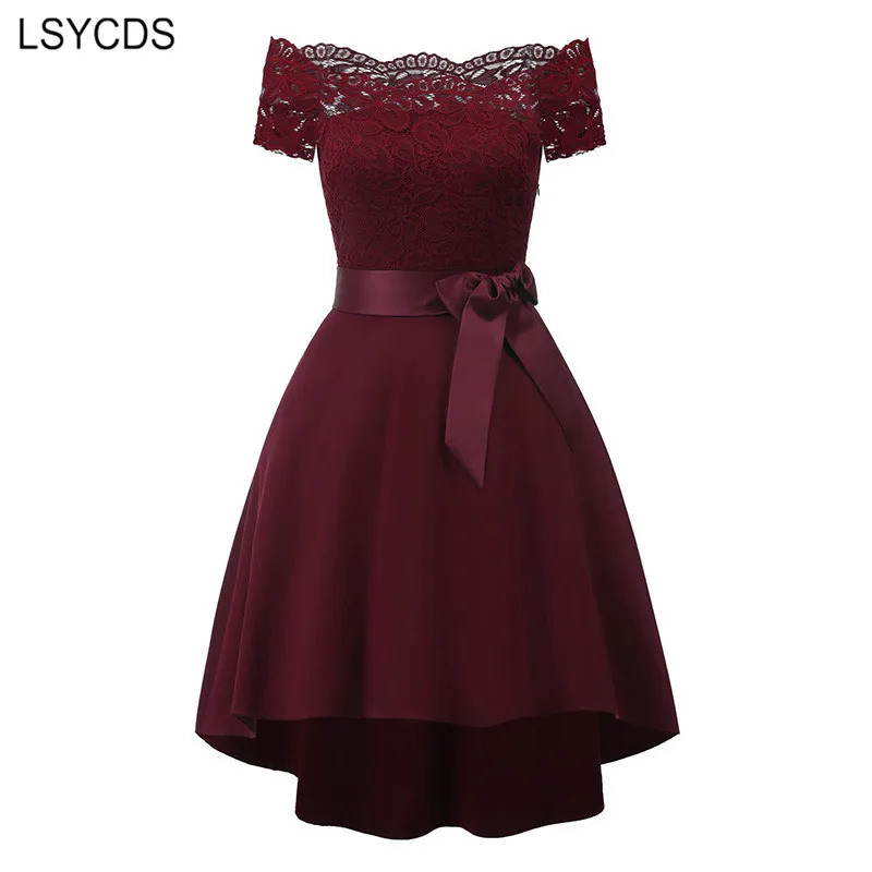 Женское платье с коротким рукавом LSYCDS 2XL винтажные вечерние кружевные мини