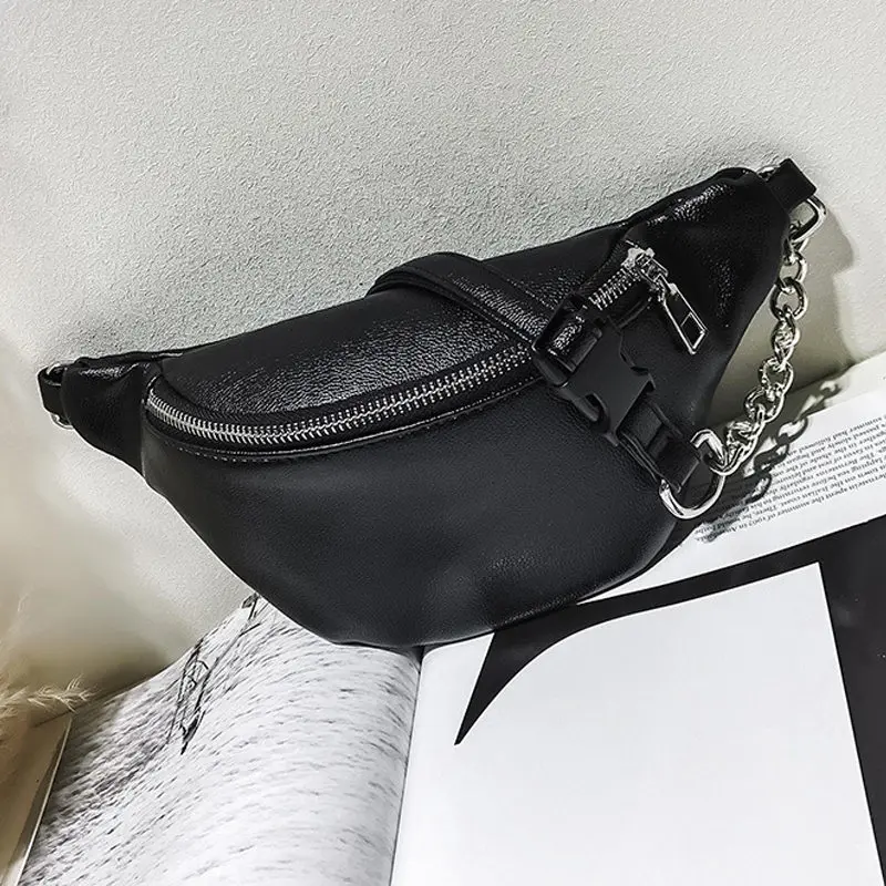 black waist bag 1 шт. поясные сумки для женщин Мода PU поясная сумка для телефона чехол для ключей сумка для груди маленький кошелек Белый Черный поясные сумки - Цвет: black waist bag