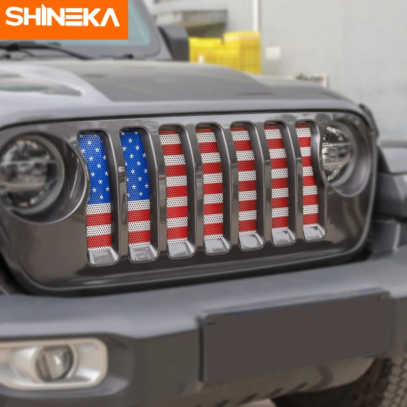 SHINEKA хромированный стиль для Jeep Wrangler JL Флаг США сетка решетка украшения