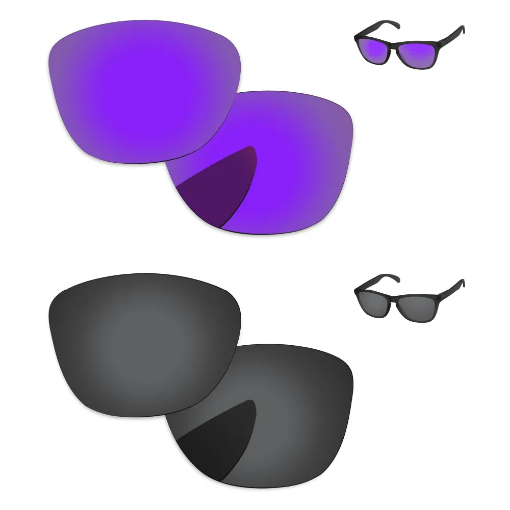 

Черные и плазменные фиолетовые 2 пары поляризованных сменных линз для солнцезащитных очков Frogskins оправа 100% UVA & UVB защита